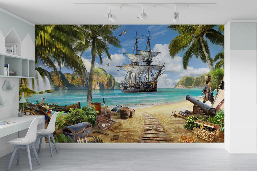 Navio pirata numa praia Navio pirata numa praia