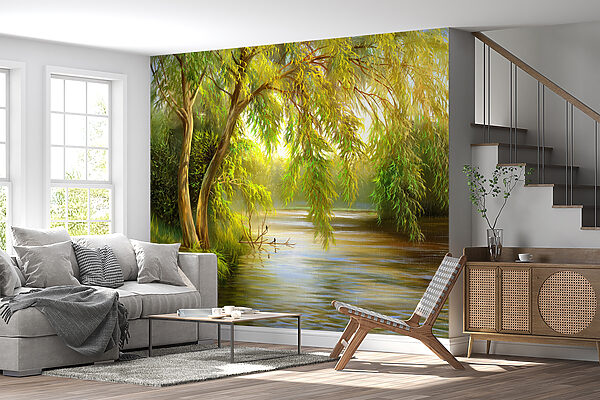 River with trees and grass River with trees and grass