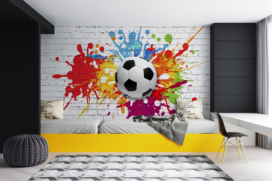 Papel de parede Bola de futebol numa parede de tijolo - Image 10