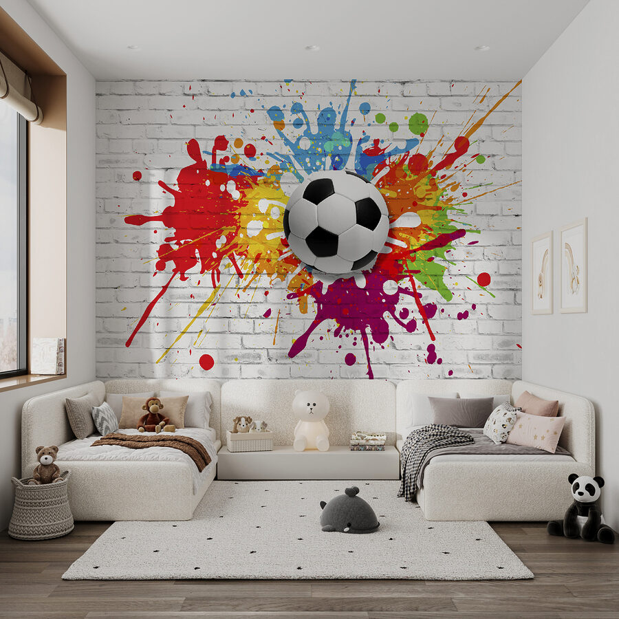 Papel de parede Bola de futebol numa parede de tijolo - Image 11