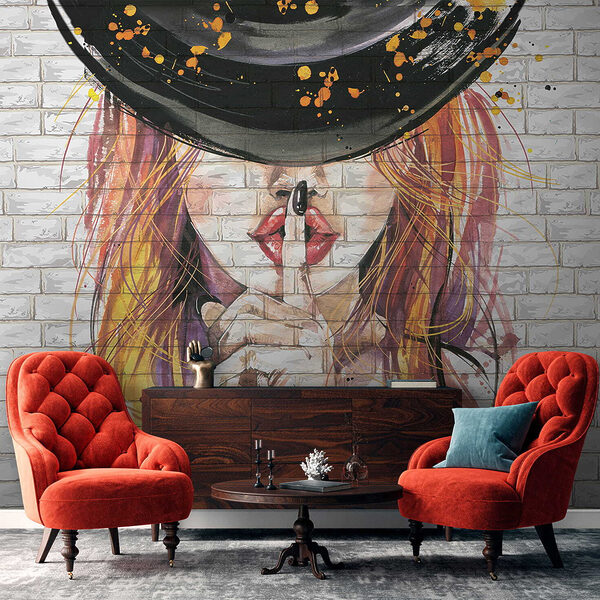 Pintura de uma mulher com um chapéu Pintura de uma mulher com um chapéu