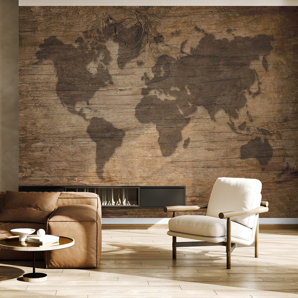 Map of the world on a wood surface Map of the world on a wood surface