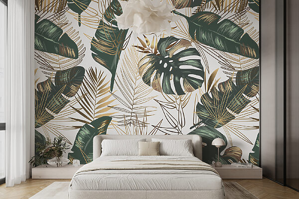 Folhas tropicais exuberantes num design elegante Folhas tropicais exuberantes num design elegante