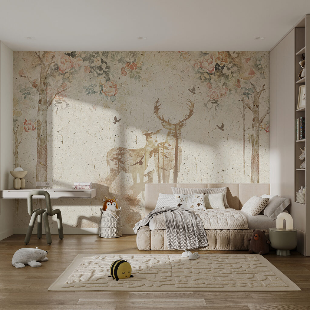 Painting of a deer and a baby deer