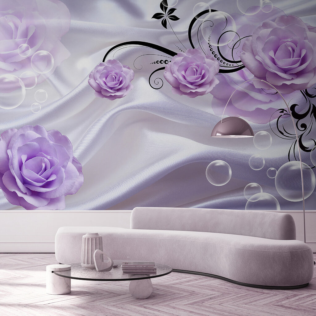 Purple flowers on a white cloth