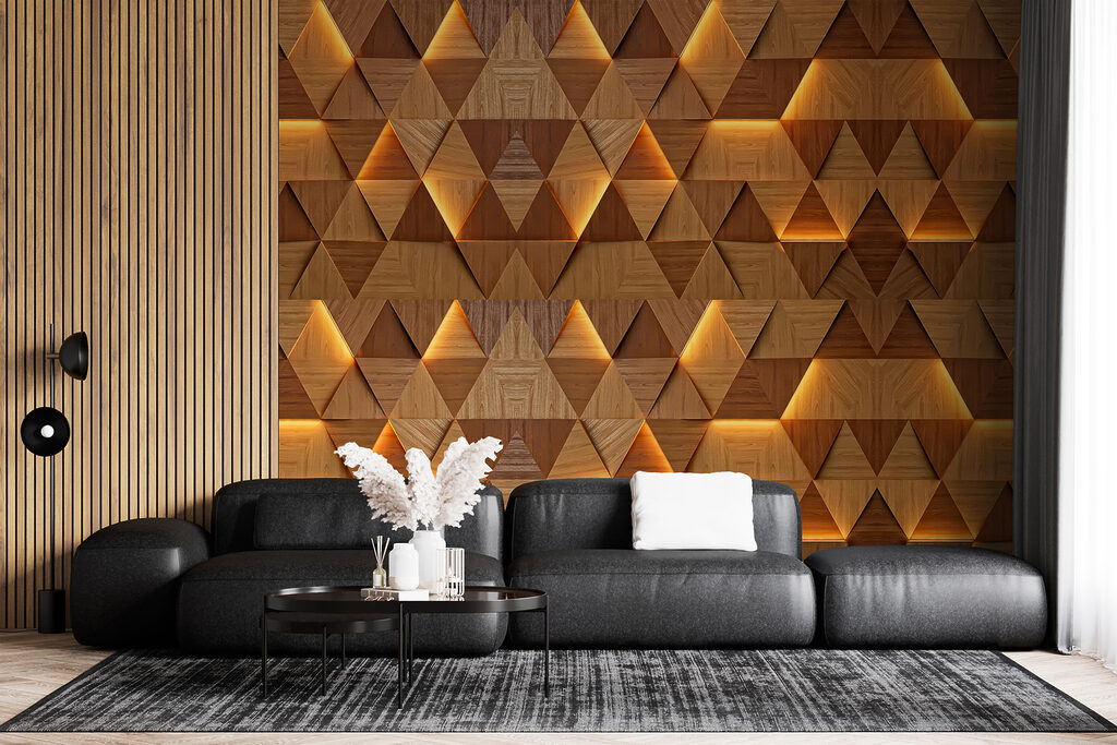 A wall with a pattern of triangles A wall with a pattern of triangles