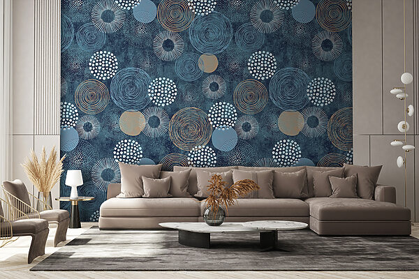 Padrão azul e branco com círculos Padrão azul e branco com círculos
