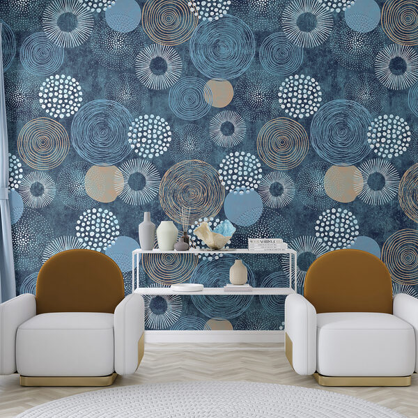 Padrão azul e branco com círculos Padrão azul e branco com círculos