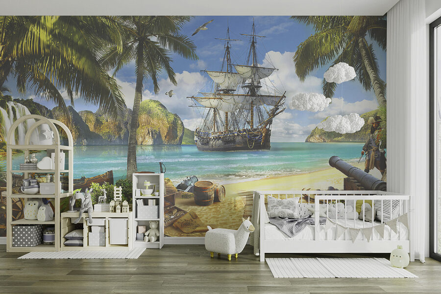 Navio pirata numa praia