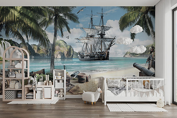Pintura de um navio numa praia Pintura de um navio numa praia