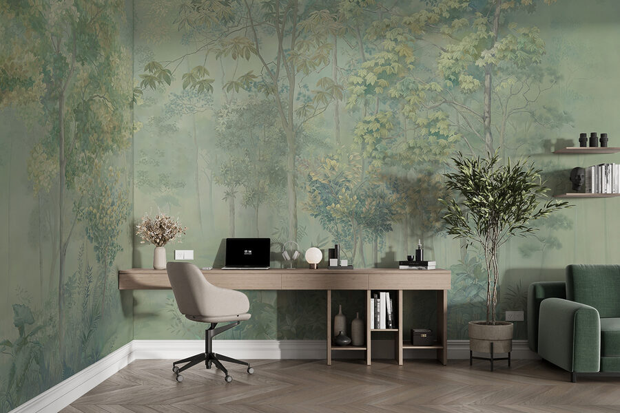 Pintura de uma floresta