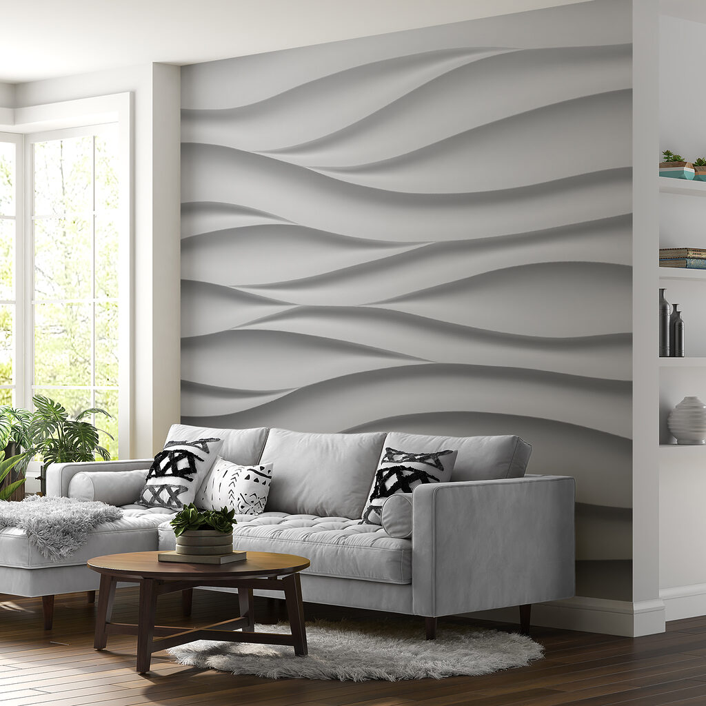 White wall with wavy lines