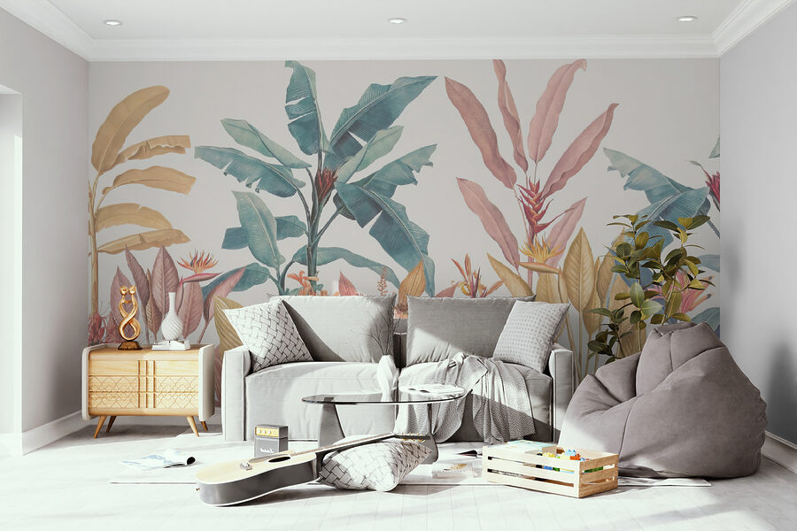 Papel de parede Papel de parede com plantas e flores - Image 3