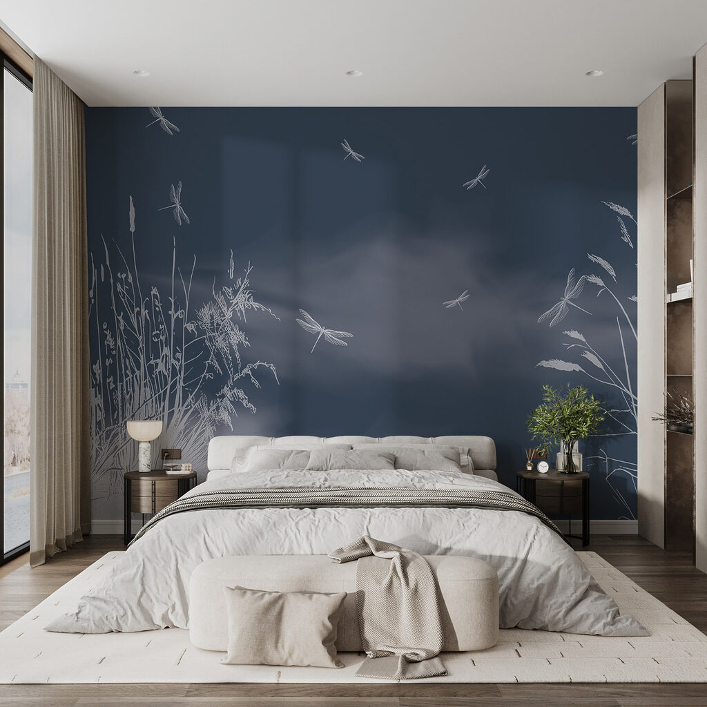 Dragonflies flying in the sky