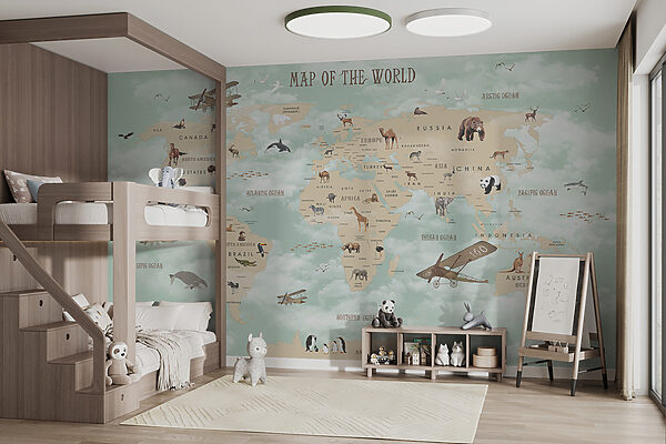 Mapa do mundo com animais Mapa do mundo com animais
