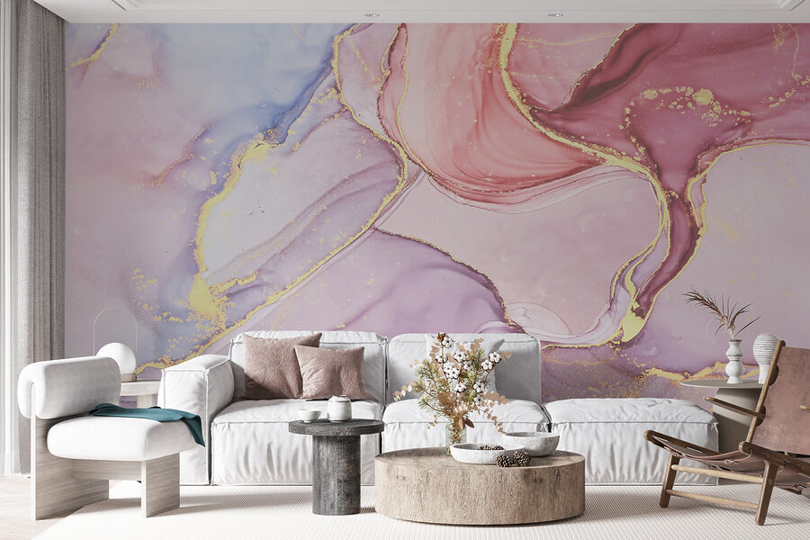 Redemoinhos em tons pastel e texturas fluidas.