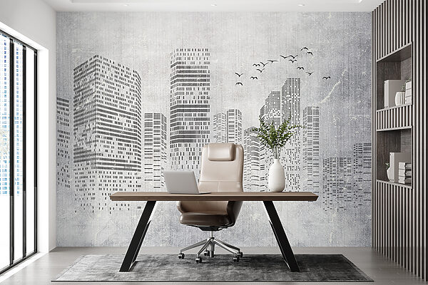 Imagem em escala de cinzentos de uma cidade Imagem em escala de cinzentos de uma cidade