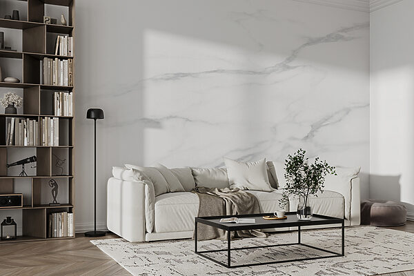 Superfície de mármore branco com veios pretos Superfície de mármore branco com veios pretos