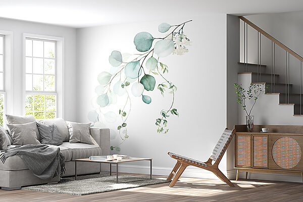 Aguarela de um ramo com folhas Aguarela de um ramo com folhas