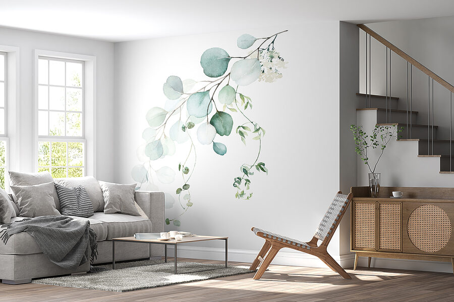Aguarela de um ramo com folhas Aguarela de um ramo com folhas