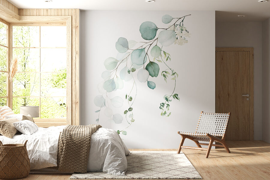 Aguarela de um ramo com folhas Aguarela de um ramo com folhas