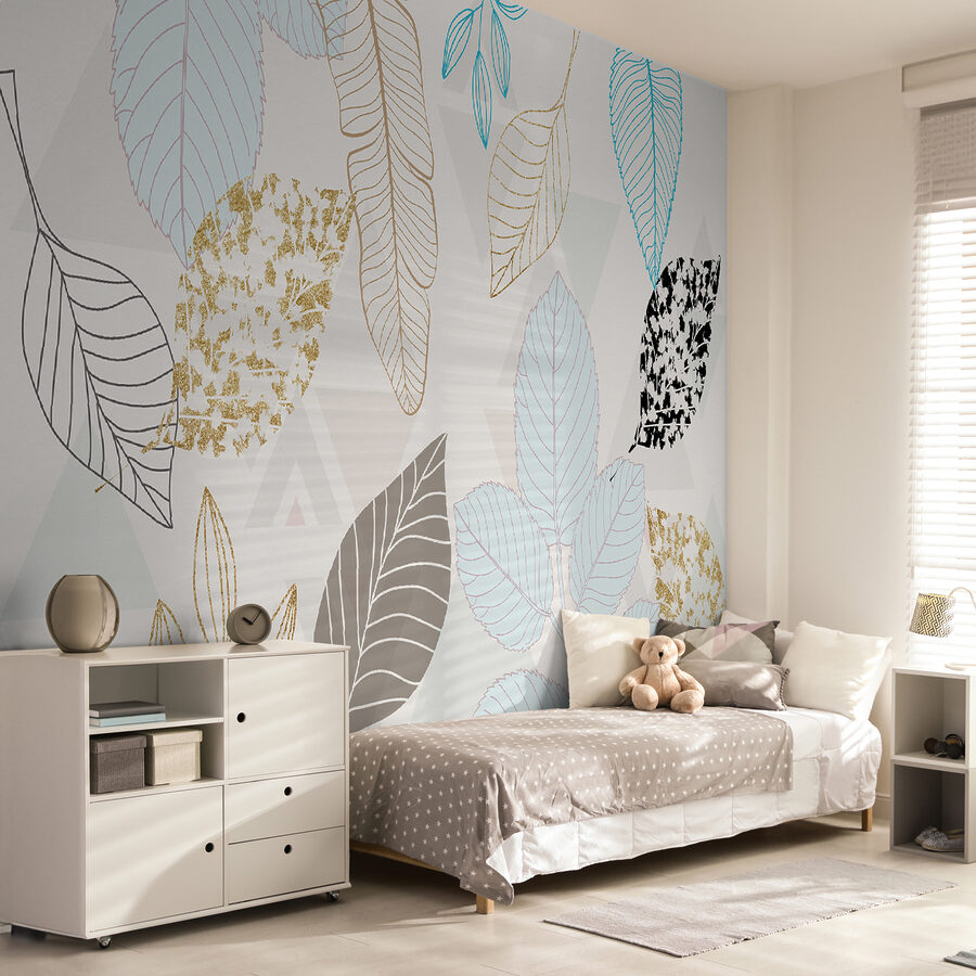 Padrão de folhas sobre um fundo branco