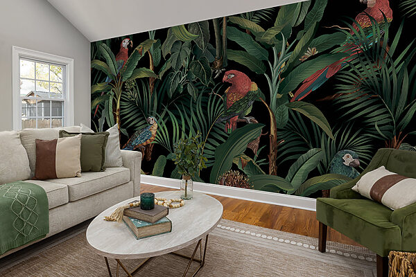Papel de parede com pássaros e plantas Papel de parede com pássaros e plantas