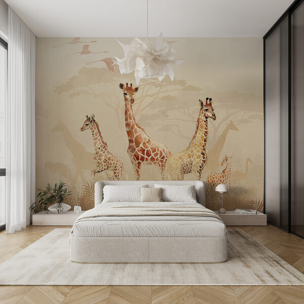 Grupo de girafas num campo Grupo de girafas num campo