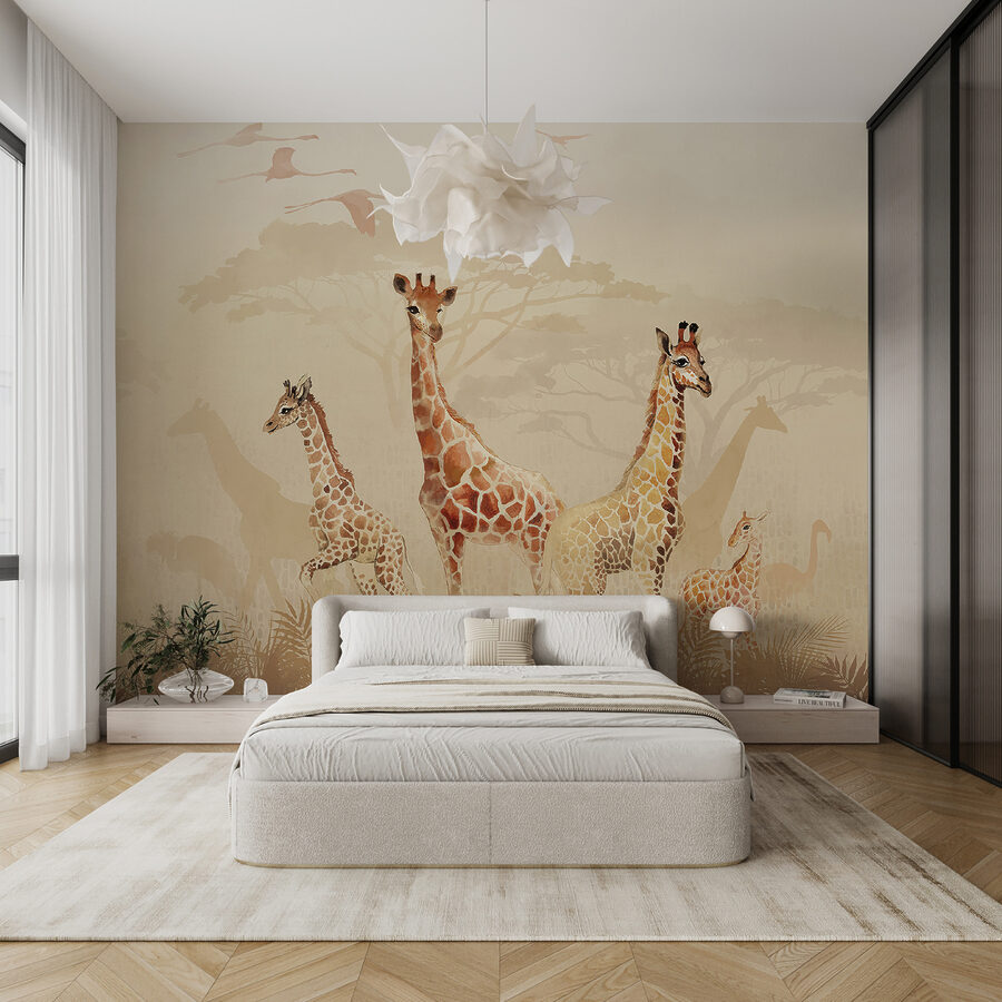 Grupo de girafas num campo