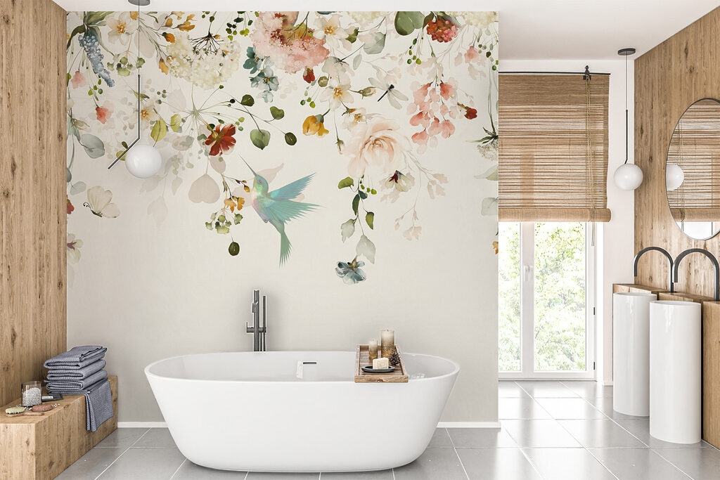 Bird flying in a garden Bird flying in a garden