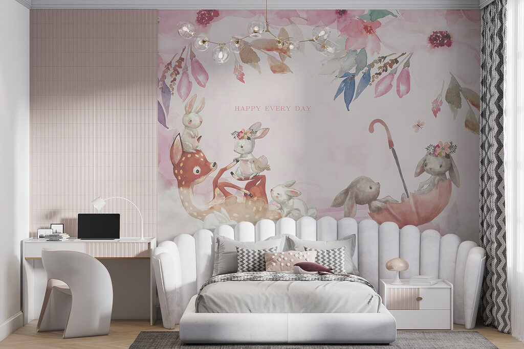 Group of bunnies in an umbrella Group of bunnies in an umbrella