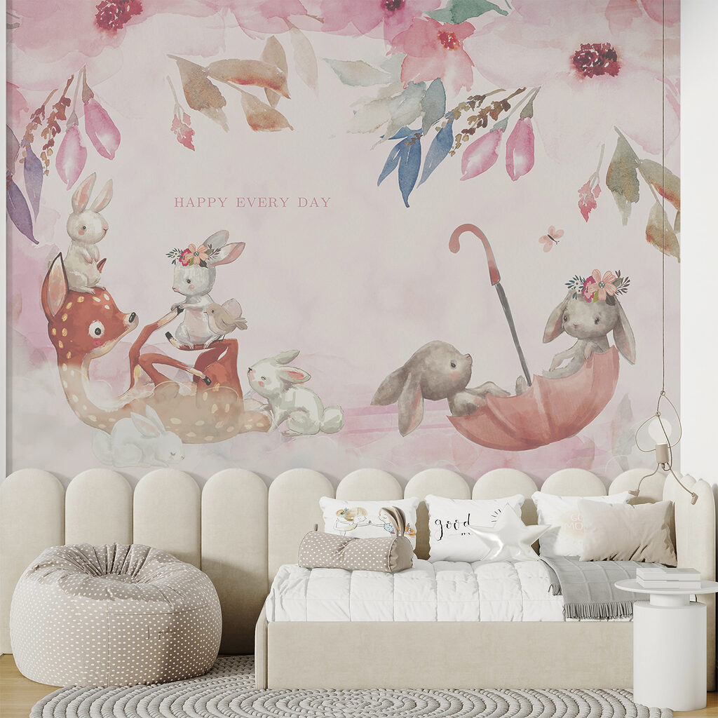 Group of bunnies in an umbrella Group of bunnies in an umbrella