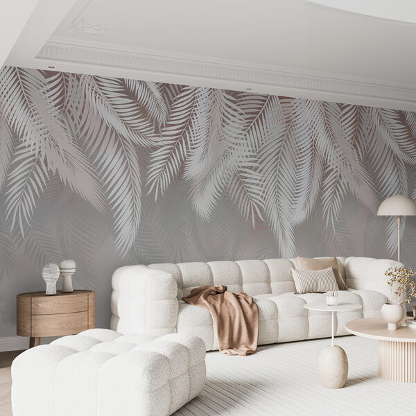 White leaves on a gray background