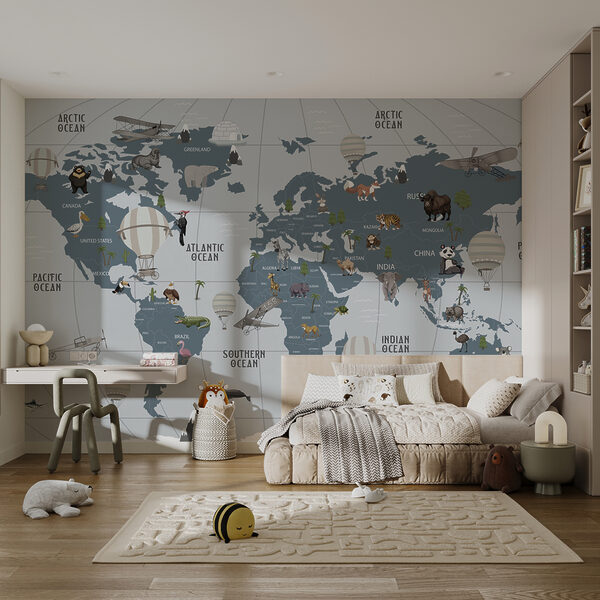 Mapa do mundo com animais Mapa do mundo com animais