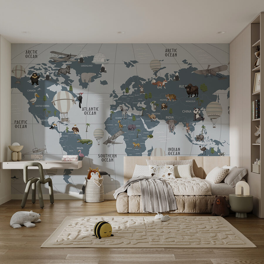 Mapa do mundo com animais Mapa do mundo com animais