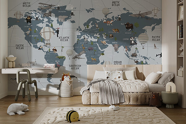 Mapa do mundo com animais Mapa do mundo com animais