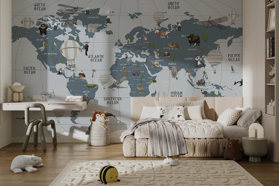 Mapa do mundo com animais Mapa do mundo com animais