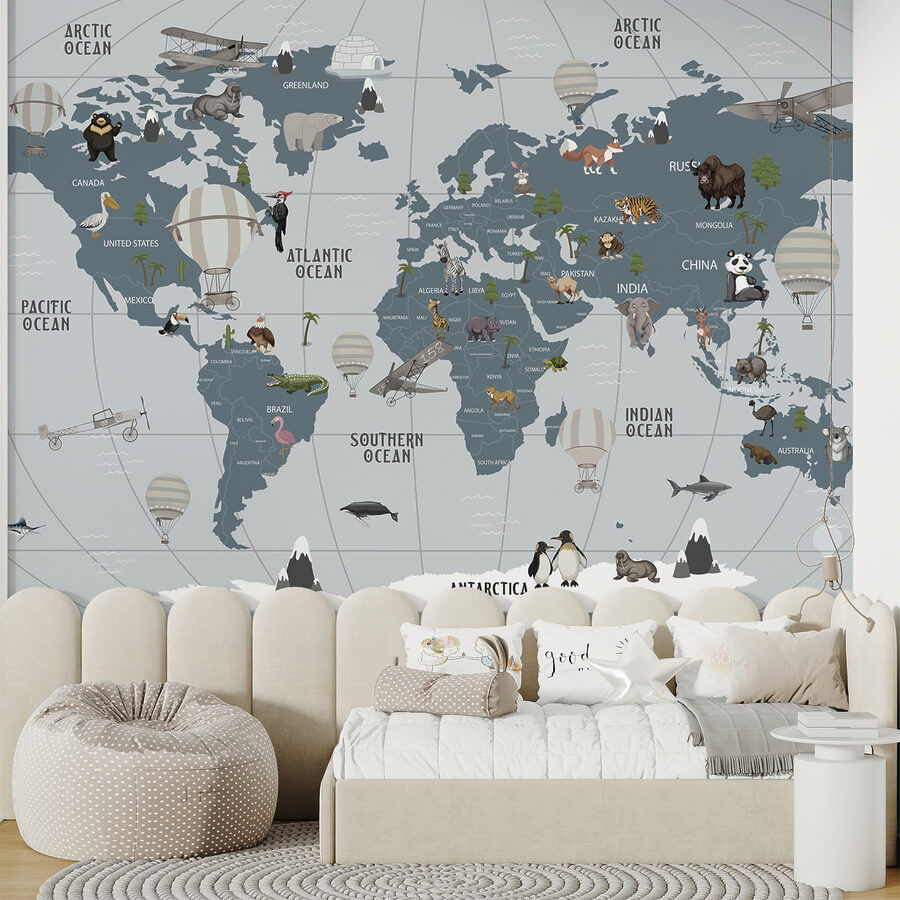Mapa do mundo com animais Mapa do mundo com animais