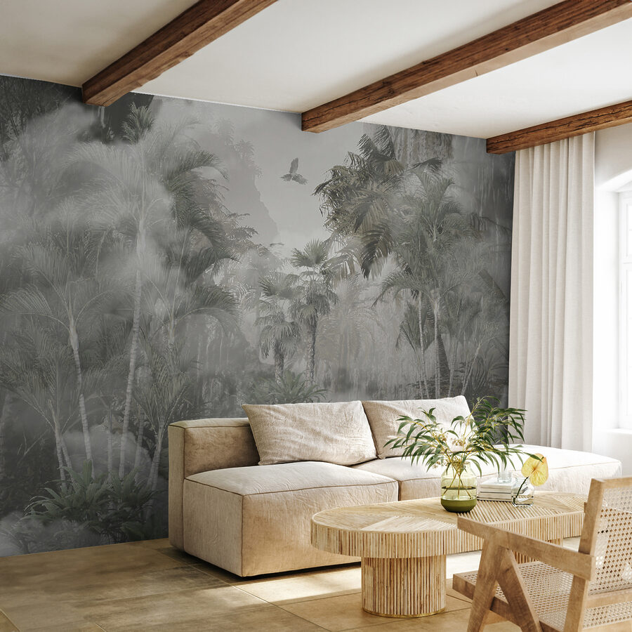 Papel de parede Floresta enevoada com árvores e pássaros - Image 5