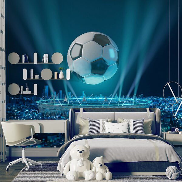 Football ball above a stadium Football ball above a stadium