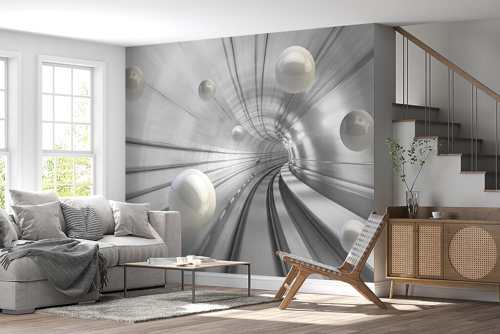 White balls in a tunnel White balls in a tunnel