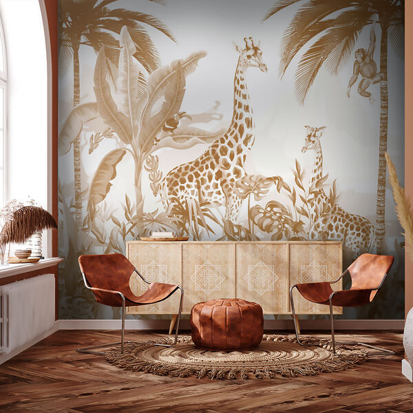 Papel de parede com girafas e zebras Papel de parede com girafas e zebras