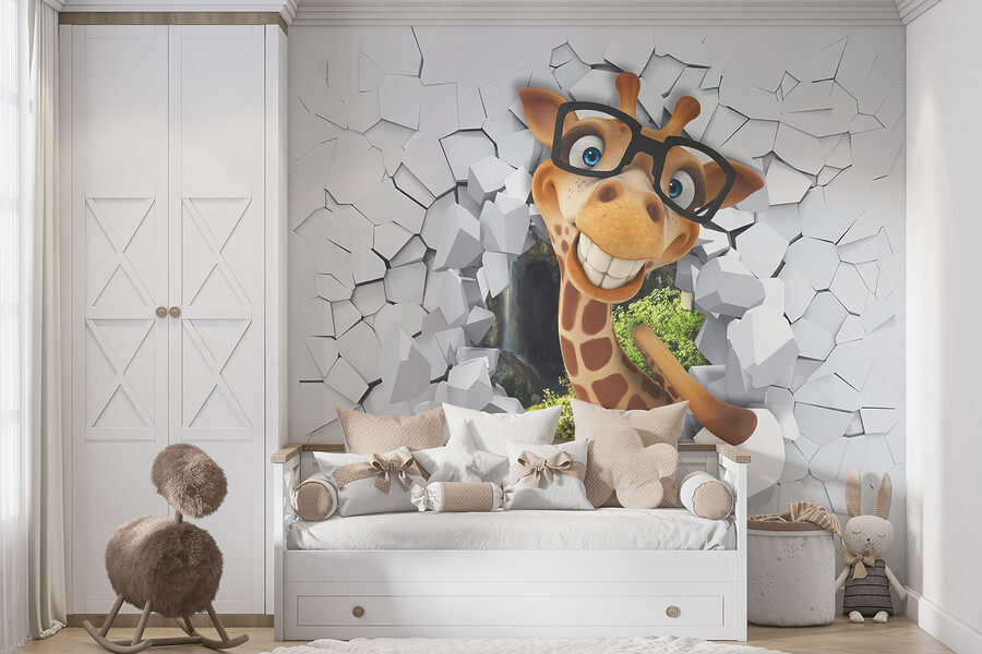 Papel de parede Personagem de banda desenhada girafa com óculos - Image 2