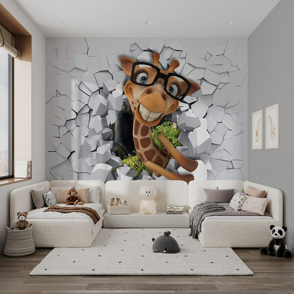 Personagem de banda desenhada girafa com óculos Personagem de banda desenhada girafa com óculos