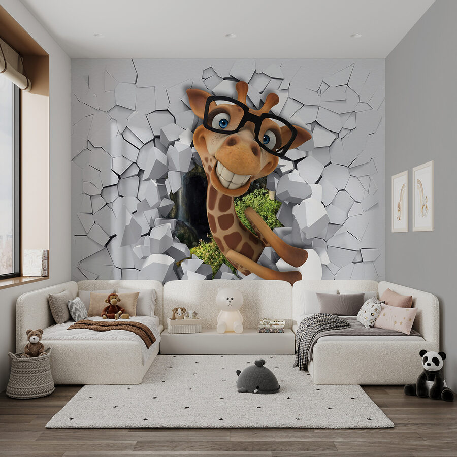 Papel de parede Personagem de banda desenhada girafa com óculos - Image 3