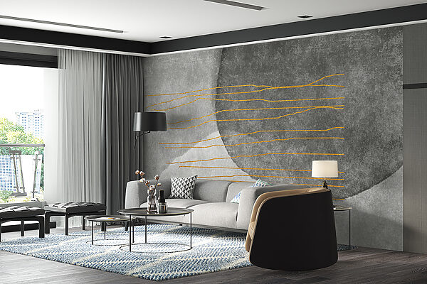 Pintura cinzenta e branca com linhas cor de laranja Pintura cinzenta e branca com linhas cor de laranja