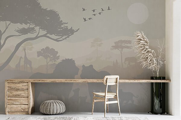 Group of animals in a landscape Group of animals in a landscape