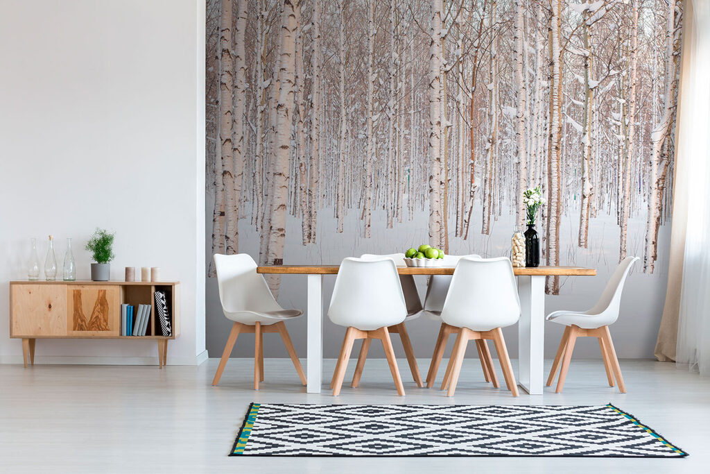 Group of trees in a snowy forest Group of trees in a snowy forest