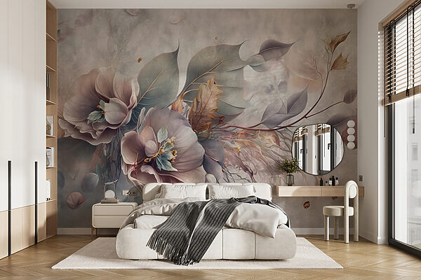Pintura de flores e folhas Pintura de flores e folhas
