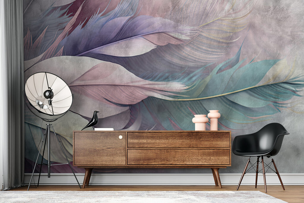 Group of feathers on a white background